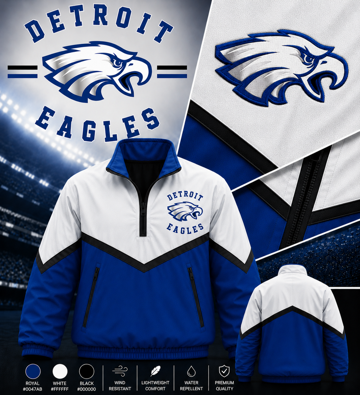 Detroit Eagles Windbreaker Jackets