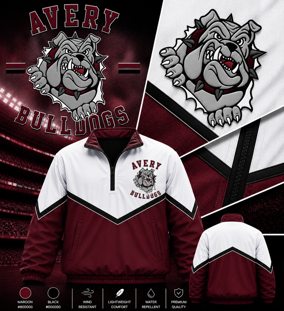 Avery Bulldog Windbreaker Jackets