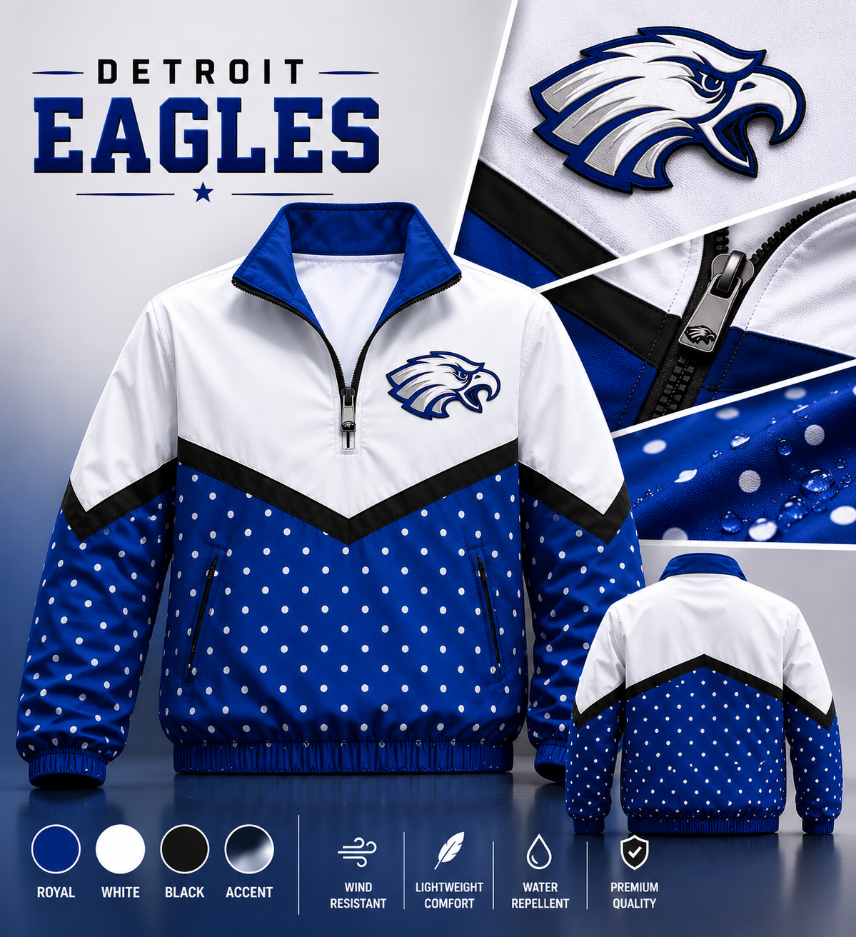 Detroit Eagles Windbreaker Jackets