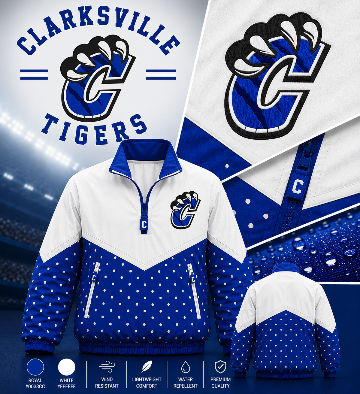 Clarksville Tigers Windbreaker Jackets
