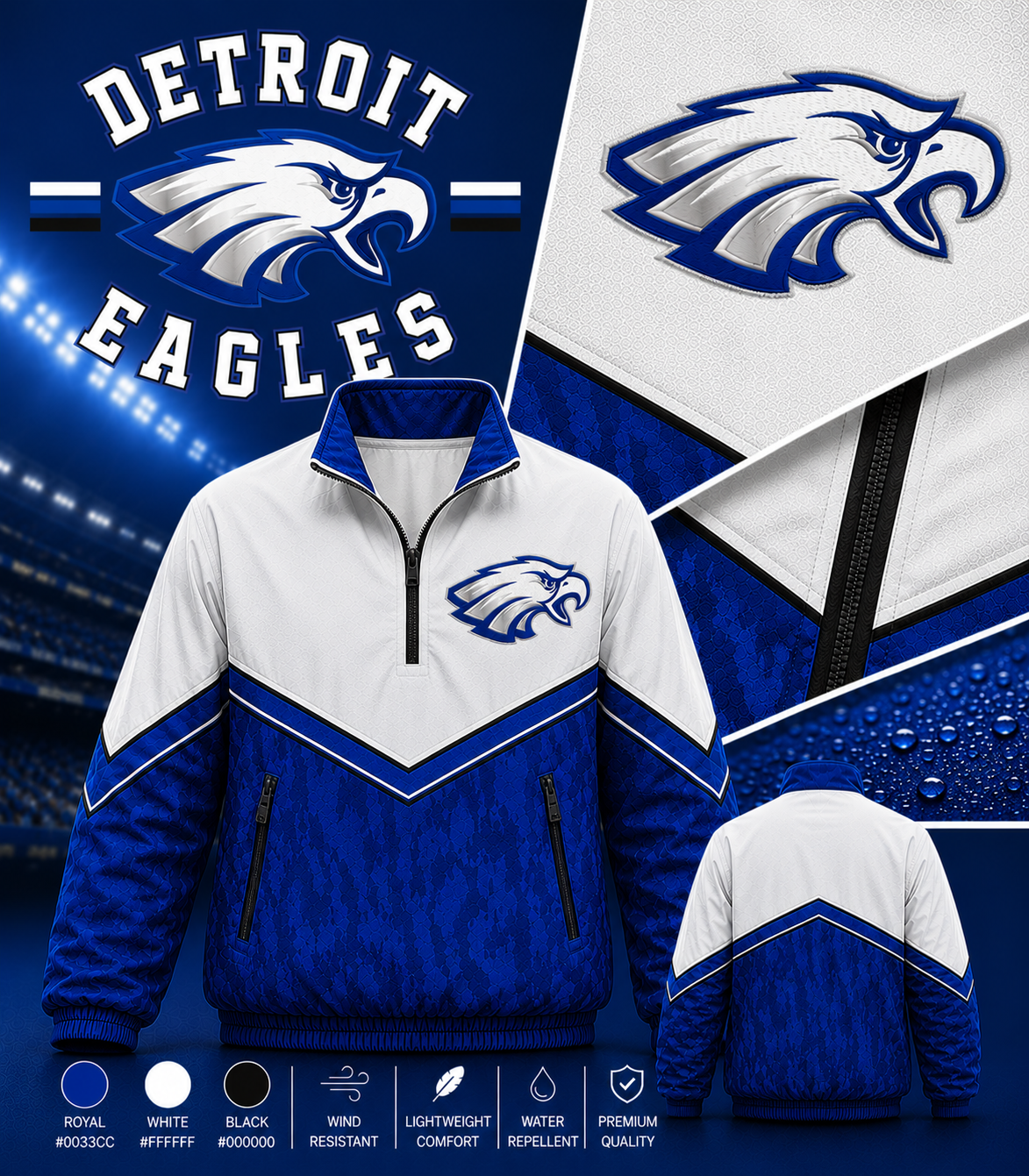 Detroit Eagles Windbreaker Jackets