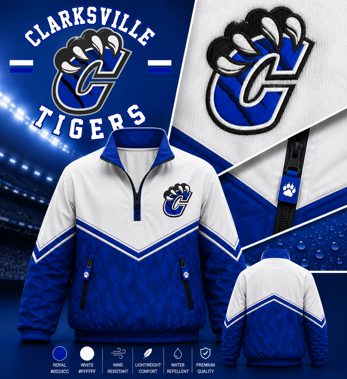 Clarksville Tigers Windbreaker Jackets